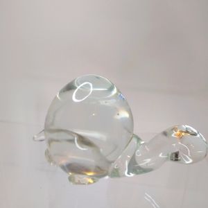 Crystal Turtle Figurine Paper Weight Art Glass
